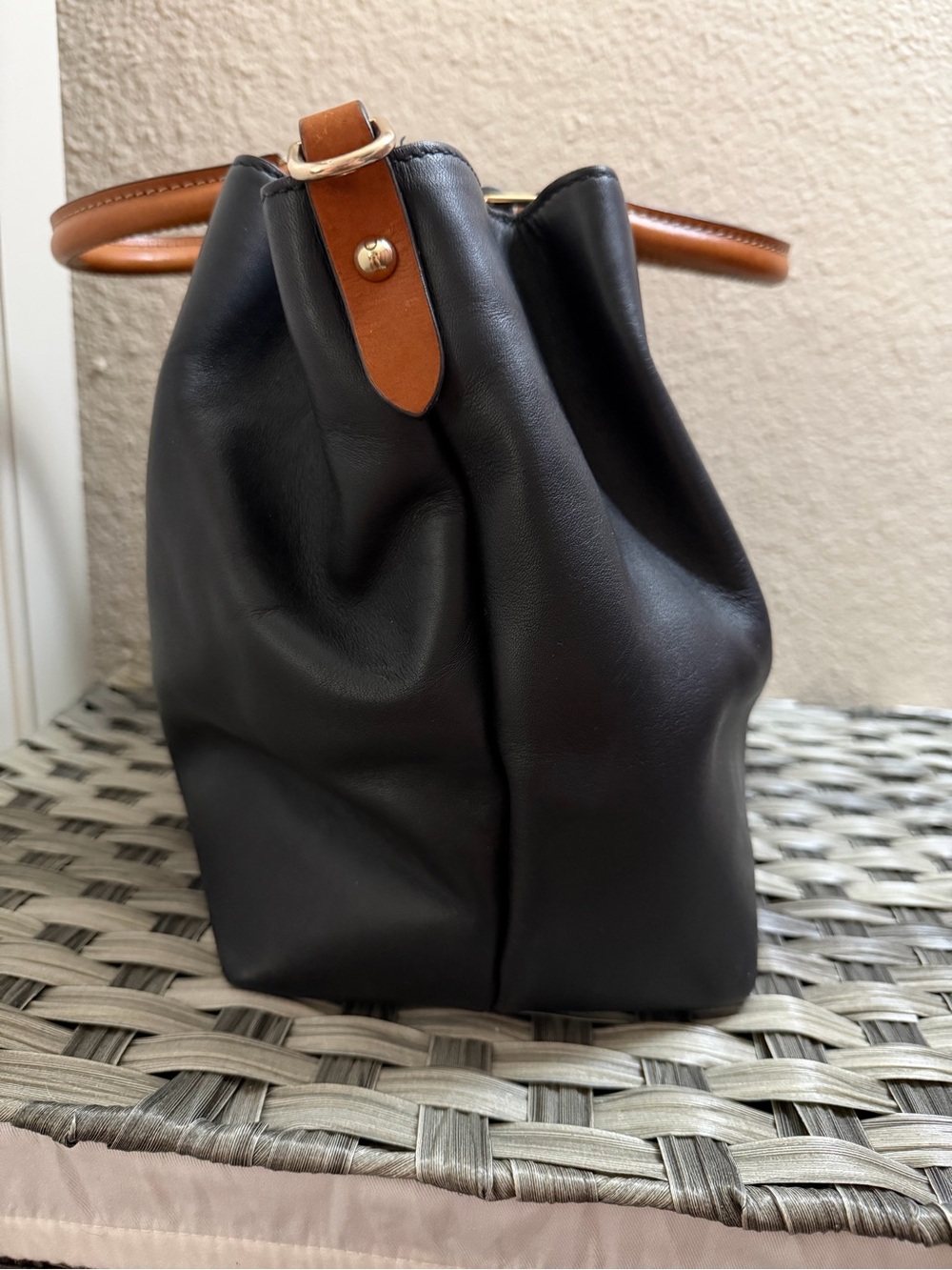 Dooney & Bourke Barlow Black Leather Tote with Brown Trim - Picture 10 of 15